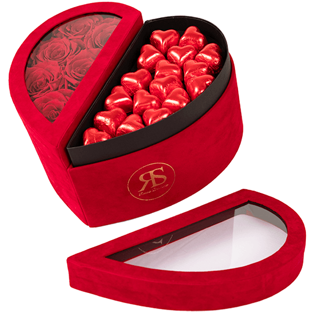 Hartvormige chocolade box met rozen