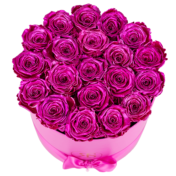 Flowerbox longlife Ciara metallic roze bovenkant
