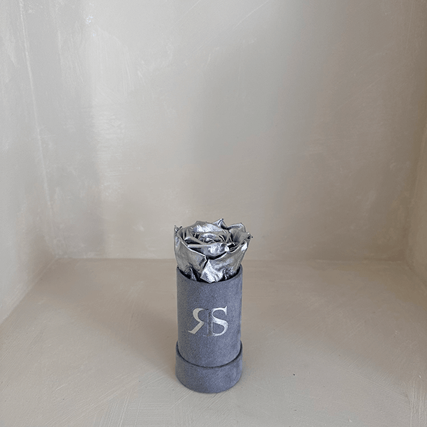 Mini Rozenbox metallic zilver